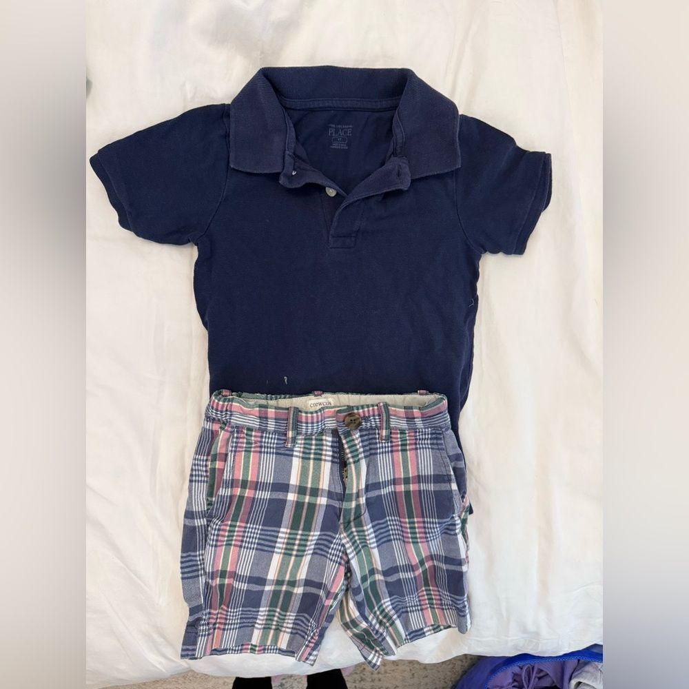 CrewCuts Madras Plaid Shorts Outfit - Size 4T
